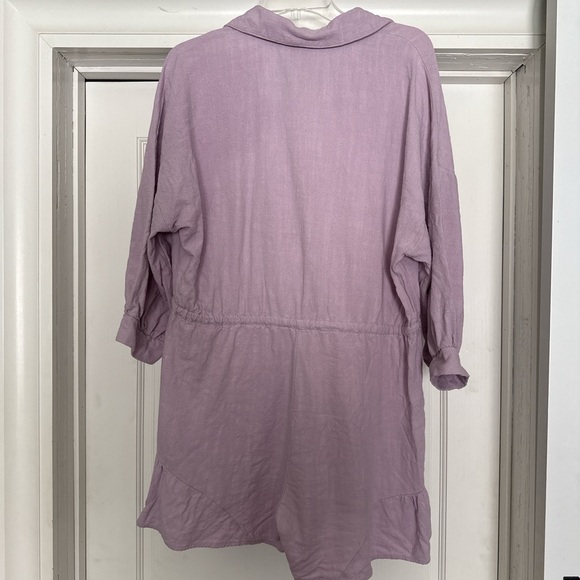 Light Purple Button Front Drawstring Romper - Picture 4 of 4